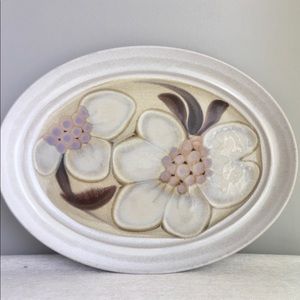 VINTAGE noritake stoneware serving platter <floral> 70’s JAPAN